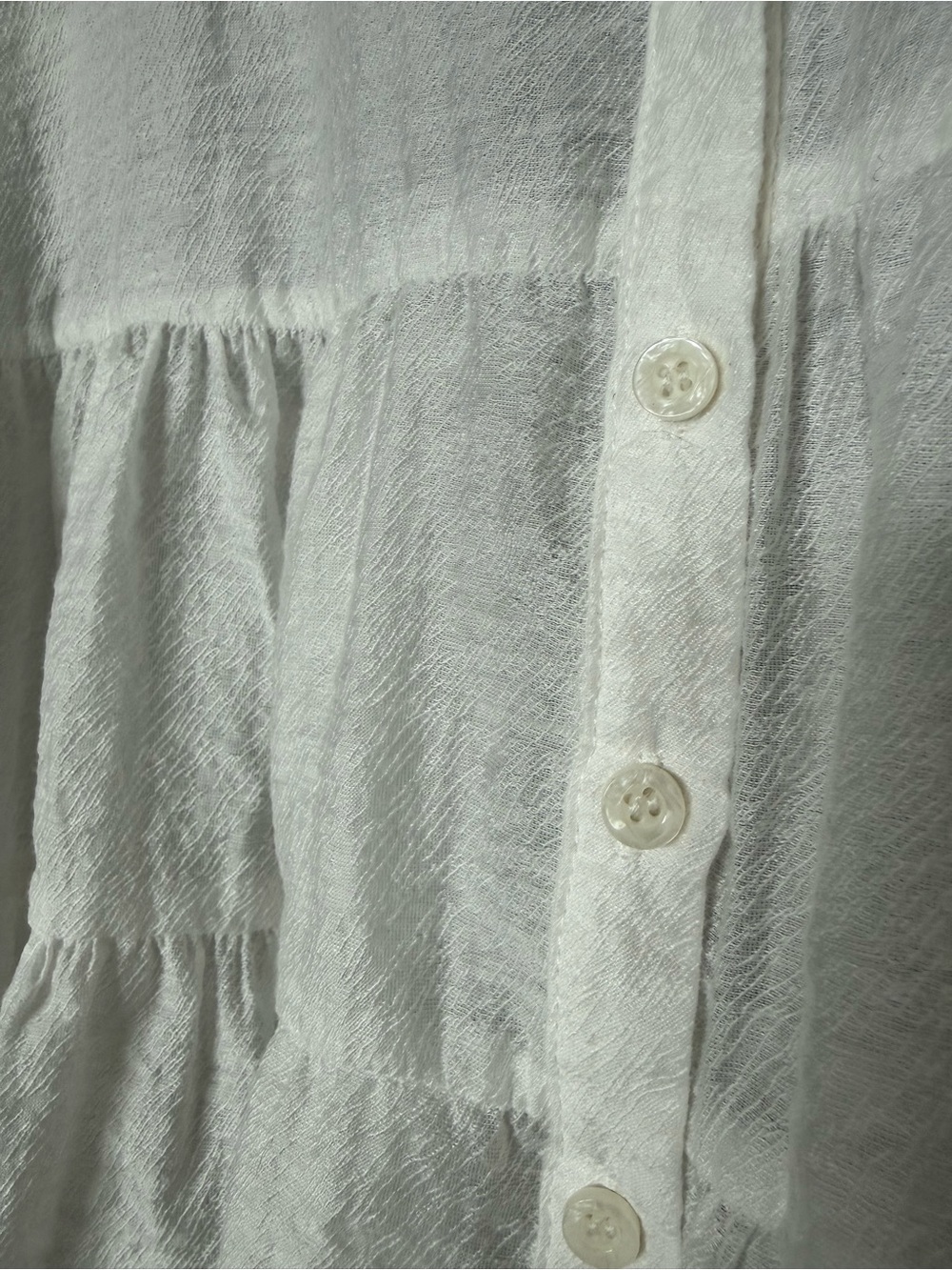 White Ruffle Button-Front Top - White - Picture 3 of 5